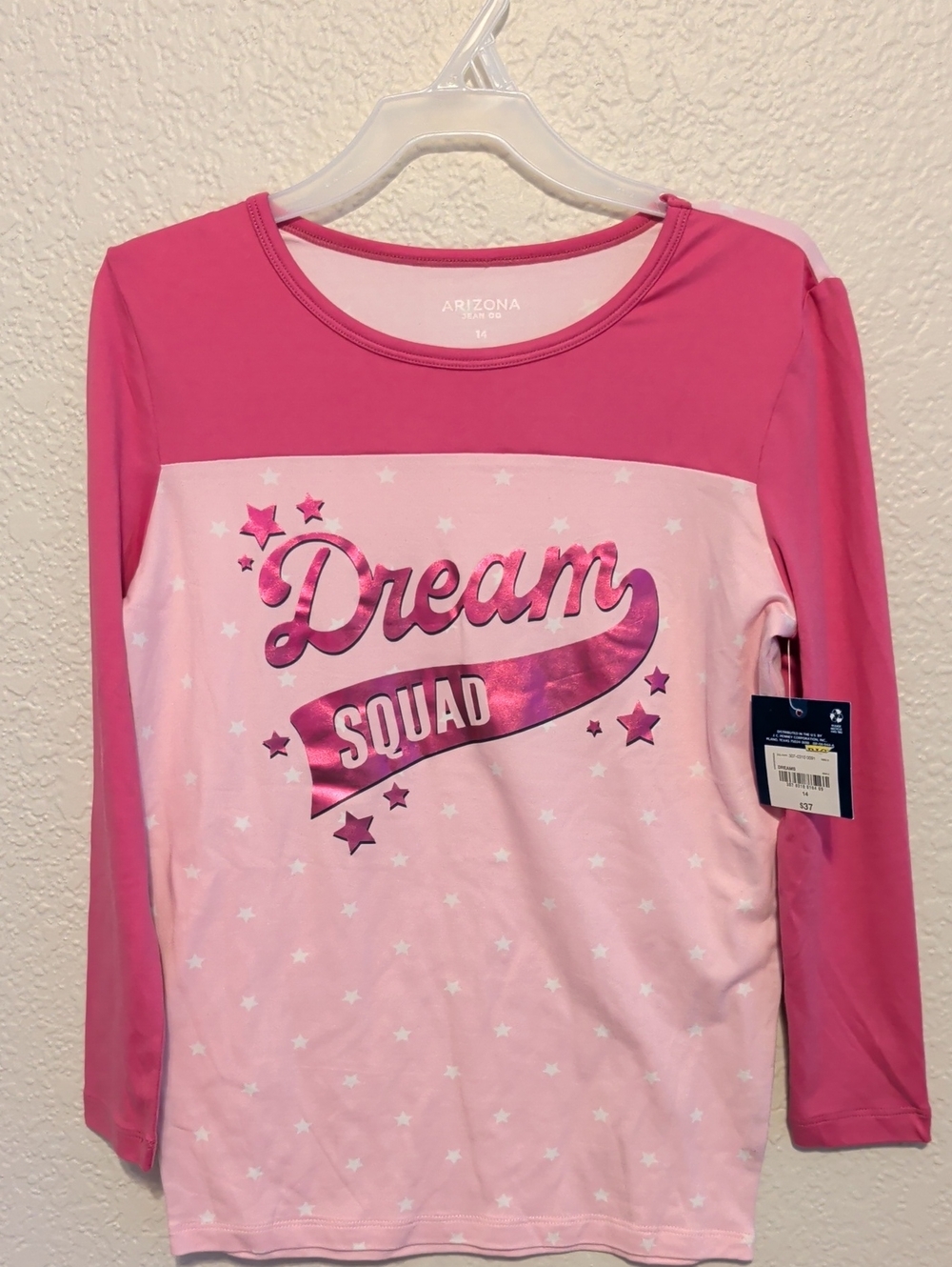 Arizona Jean Company Pink and Fuchsia "Dream Squad" Long Sleeve Tee
